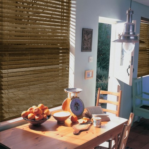 Horizontal wooden blinds