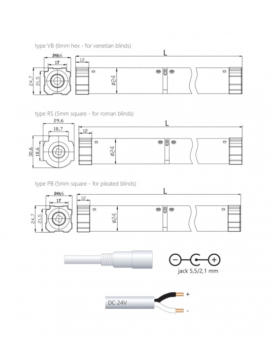 Tsentraalne mootor AM24B 1.0/34/24VDC (25x25/6mm kuusnurk/5mm ruut) | TORRO